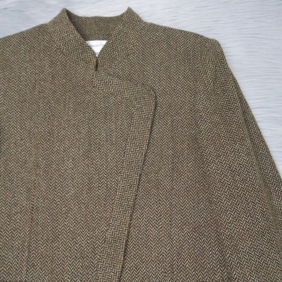 BRIGHTON Vintage Tweed Harringbone Blazer Jacket Skirt Set Womens Size 42 US 12 - Picture 4 of 13